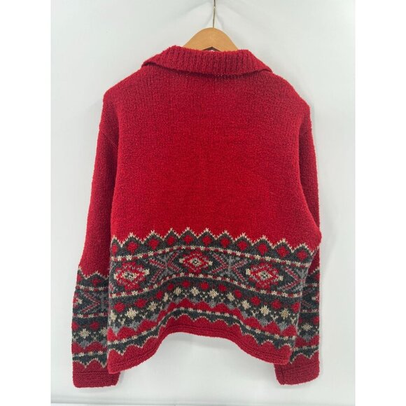 Hunt Club Women Size XL Vintage Red Wool Blend Fair Isle Cardigan Sweater - Picture 3 of 9